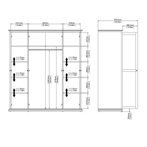 Paris Wardrobe with 4 Doors in White